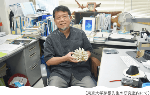 東京大学茅根先生の研究室にて